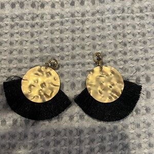 Black and gold dangle earrings